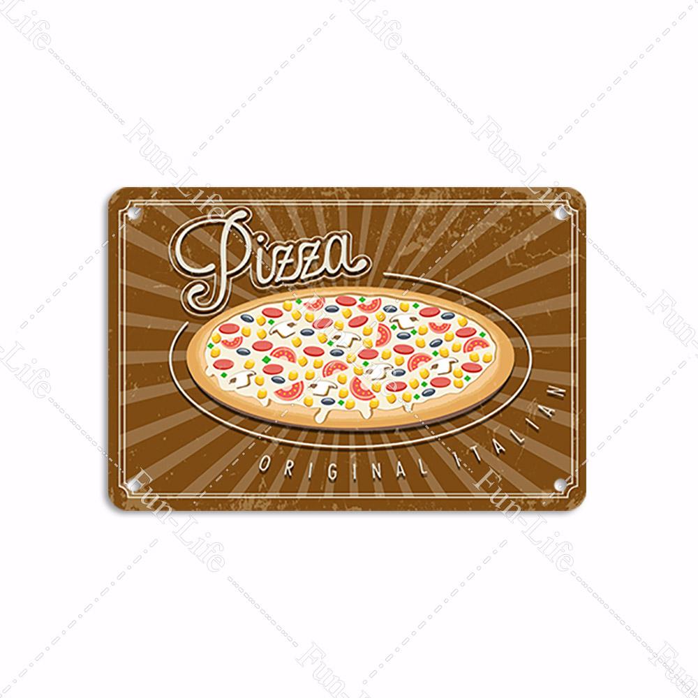Pizza Dessert Metal Poster Food Tin Sign Plaque Metal Restaurant Vintage Wall Decor for Bar Club Metal Signs 20x30cm
