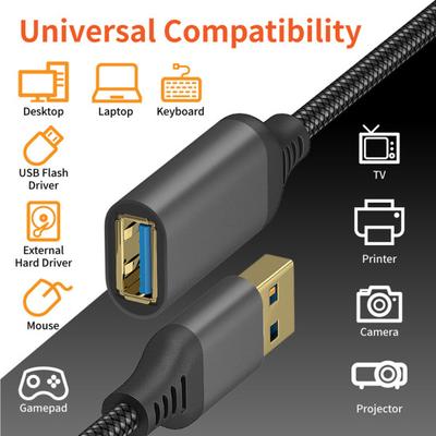 Extension Male To Female High-speed Cable Widely Compatible Transmission Braided USB3.0 Extension Line