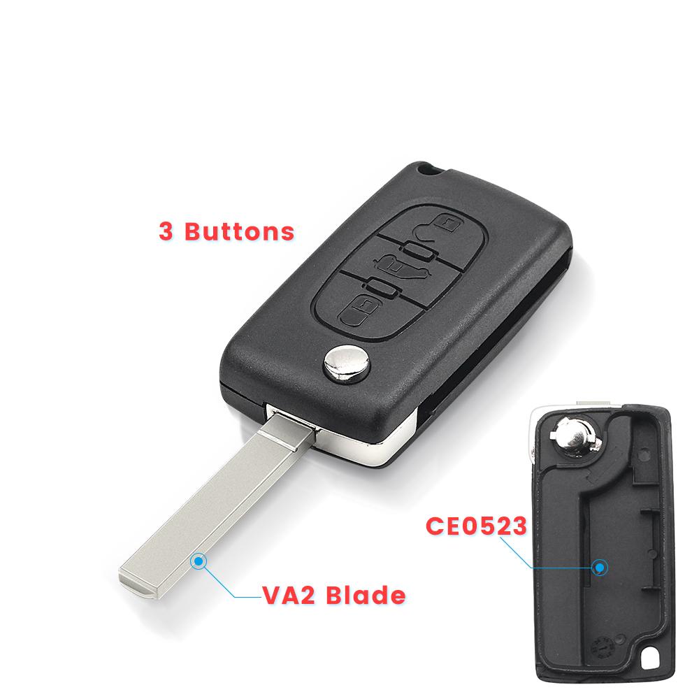 3Bnt Para Peugeot Partner Citroen Berlingo Fiat Scudo Hu83 Va2 Hoja Ce0523 Ce0536 Carcasa de Llave de Coche Plegable Mando a Distancia Envío