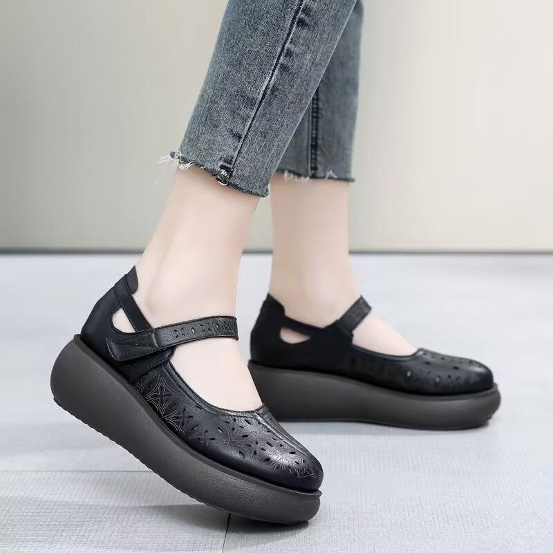 Summer soft-soled sandals summer retro women's shoes soft-soled hollowed-out casual sandals