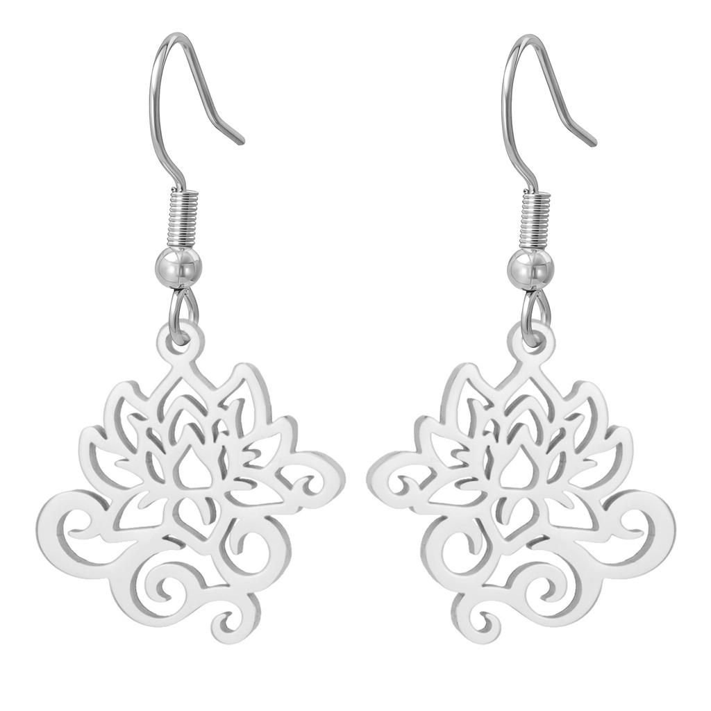 LIKGREAT Curled Lotus Earrings Zen Peace Symbol Earrings Meditation Yoga Stainless Steel Jewelry Christmas Spiritual Gift