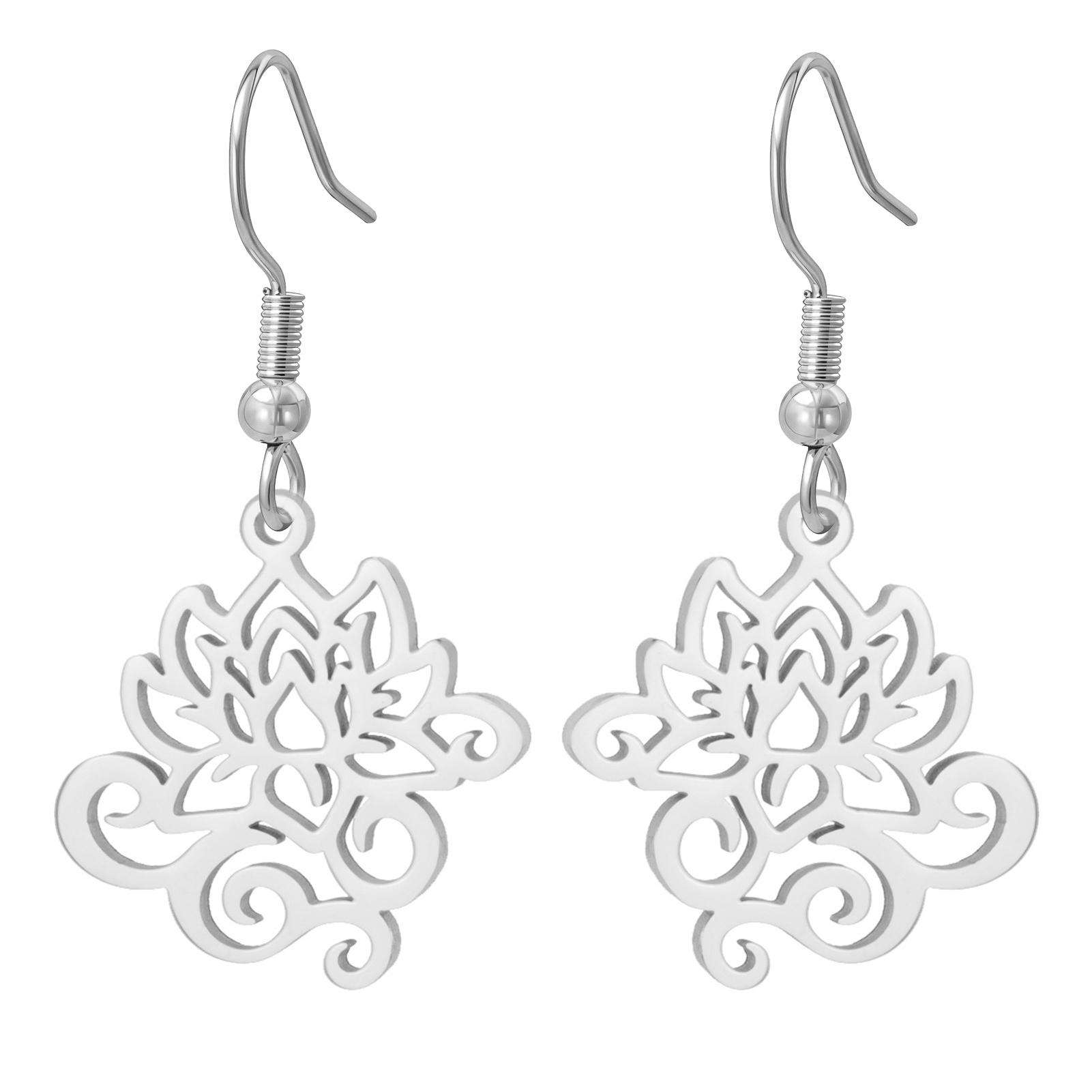 LIKGREAT Curled Lotus Earrings Zen Peace Symbol Earrings Meditation Yoga Stainless Steel Jewelry Christmas Spiritual Gift
