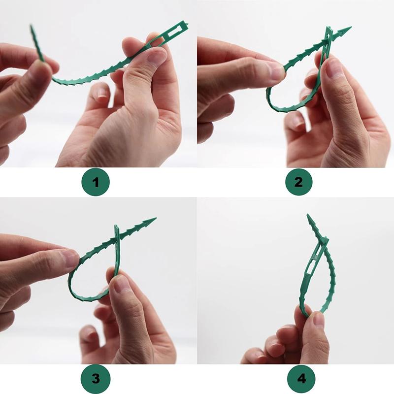 Garden Green Zip Ties Adjustable Plastic Plant Cable Ties Reusable Wire Ties Garden Plant Vine Supports Tomato Clip Fastener