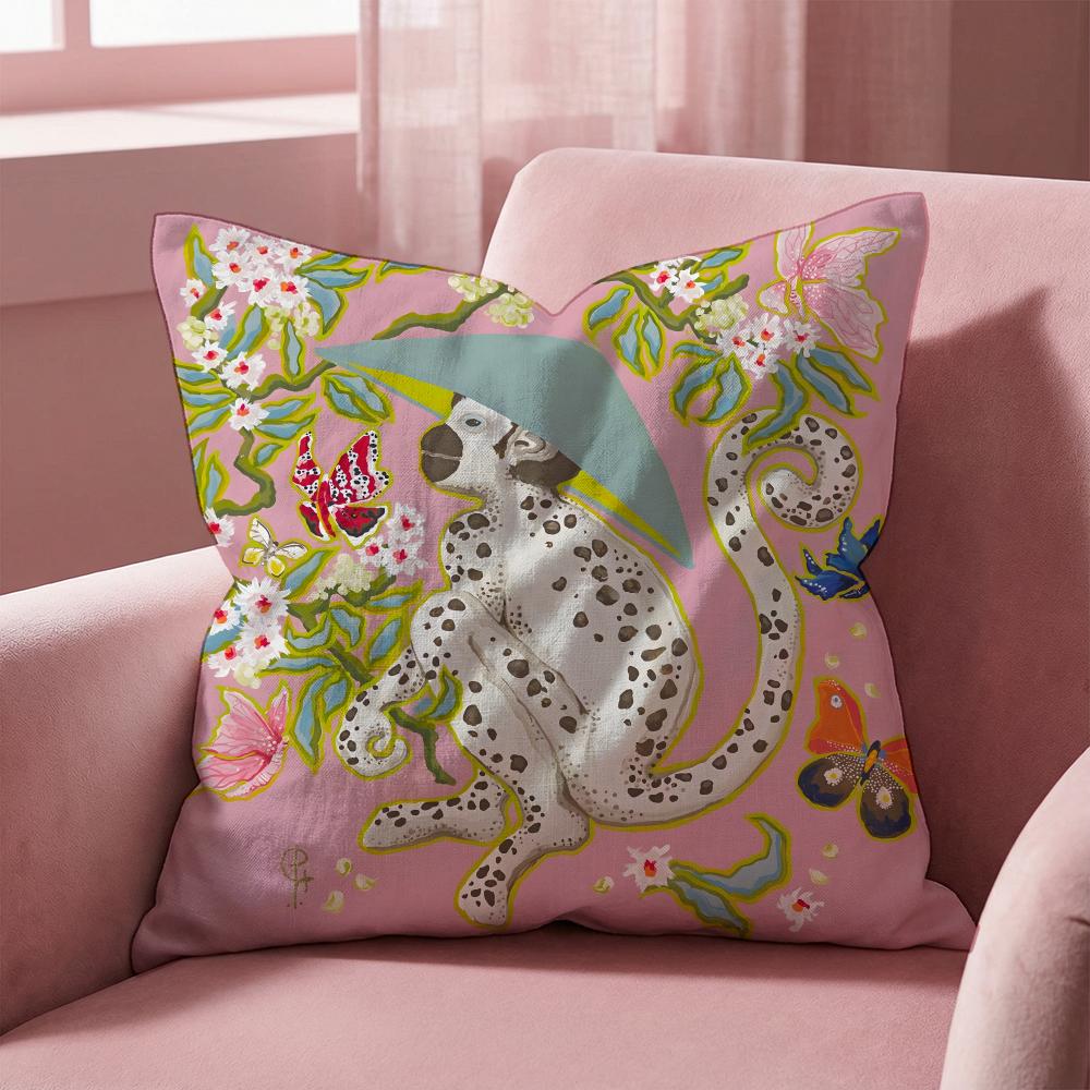 P-Paige G-Gemmel M-Monkey Cushion Cover Multi-Scene Pillow Cover for Home & Car - Reversible, Soft & Durable for Daily Use