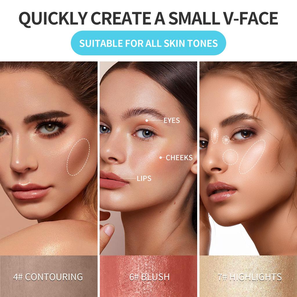 Highlight Blush Grooming Stick 3-Piece Set Face Contour Highlight Stick Blush Cream Makeup Set