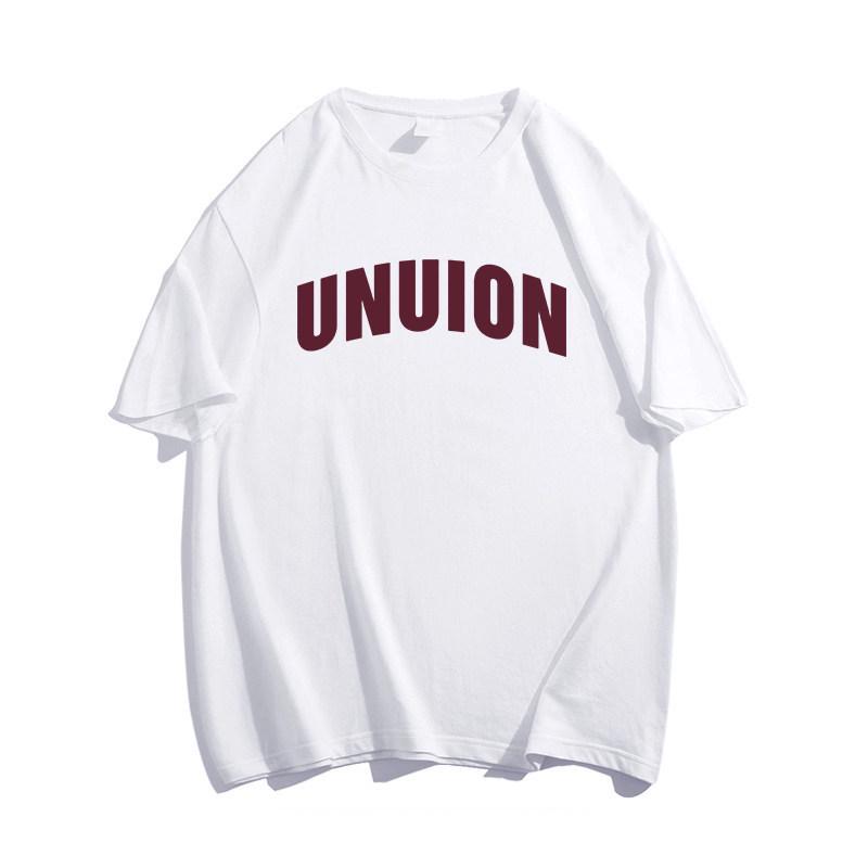 Unisex Retro American Cotton Short Sleeve T-shirt, Plus Size, Loose Fit Hong Kong Style Half Sleeve for Couples