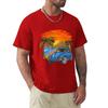 Holiday Vintage Car With Sunset In The Beach T Shirt Harajuku Short Sleeve T-shirt 100% Cotton Graphics Tshirt Tops