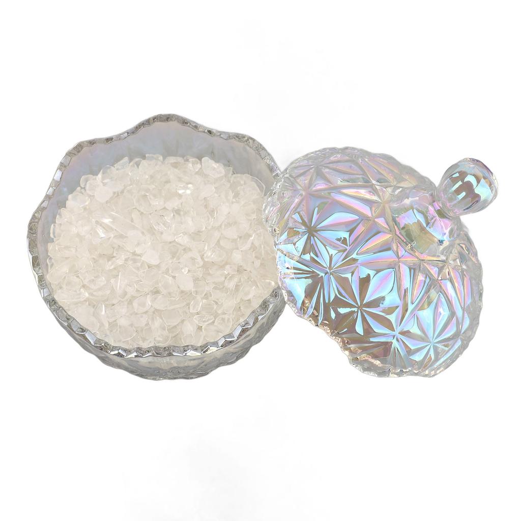 Crystal Glass Jar 400g White Crystal Degaussing Bowl Elegant Exquisite Candy Jewelry Container with