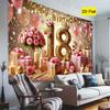 2D Luxury Pink Gold 18th Happy Birthday Photography Background Banner