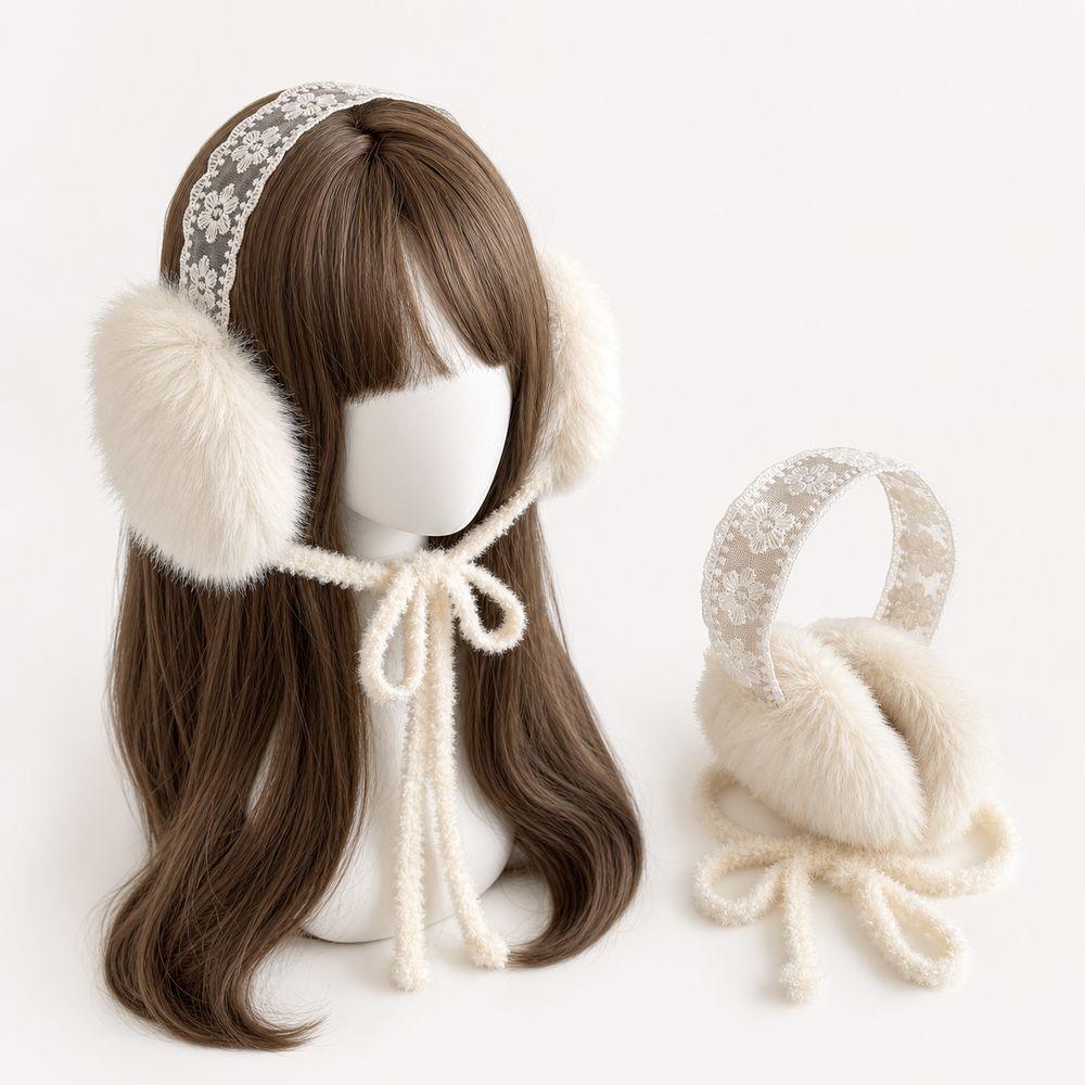 Lace Design Cold Proof Earmuffs Plush Material Windproof Earmuffs Plush Earmuffs Winter Season