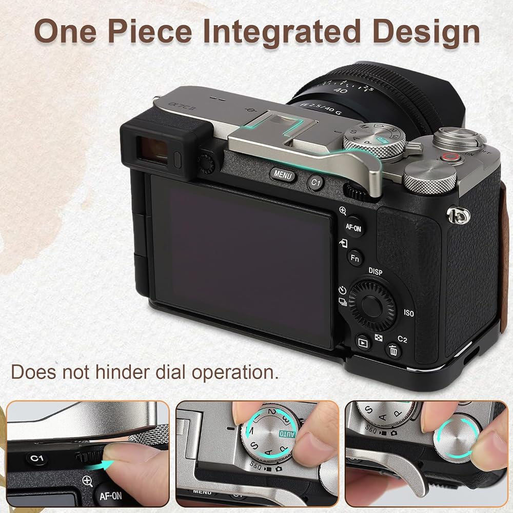 Haoge Metal Thumb-Up Grip for Sony A7CII, a7CR, Camera Accessory Silver Hot Shoe Rest Hand THB-S7CR-S
