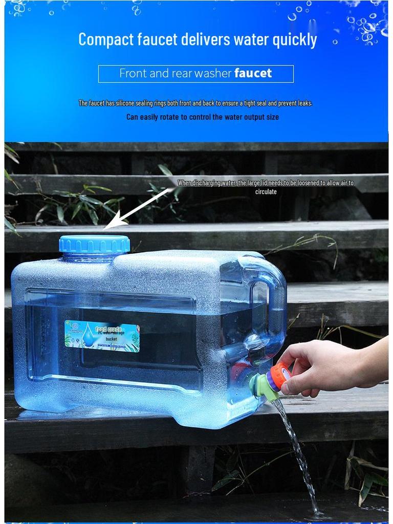 3L Square Camping Water Bucket with Faucet - Portable Household Water Storage Container