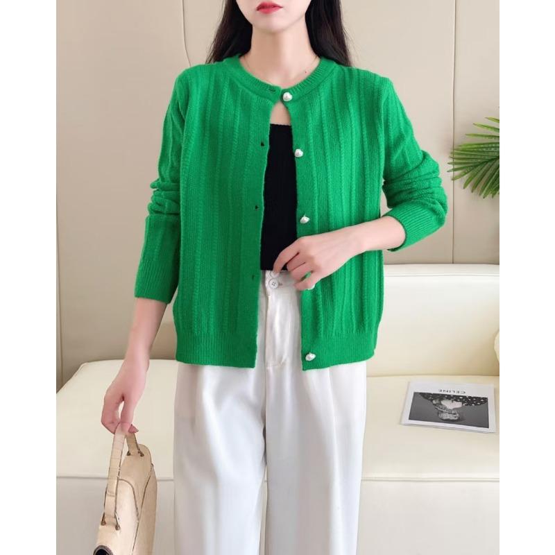 Autumn and winter loose short fashion sweater jacket mother outer top crew neck knitted cardigan women