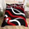 Feelyou Kids Red and Black Bedding Set King Size Circle Duvet Cover for Boys Girls Teens Bedroom Decor Geometric Square Comforter Cover Set