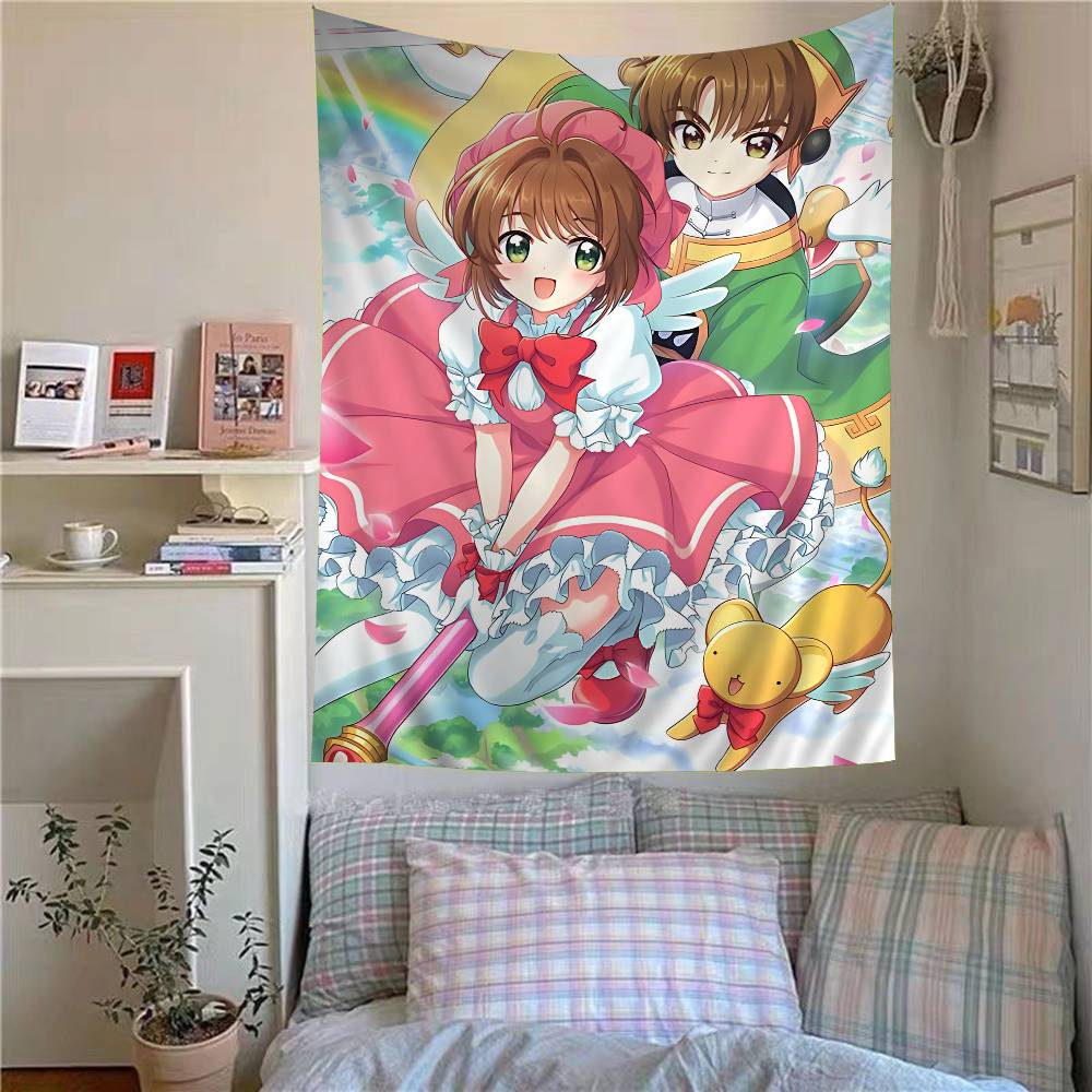 Anime Cardcaptor Sakura Anime Tapestry Hippie Flower Wall Carpets Dorm Decor Wall Hanging Home Decor