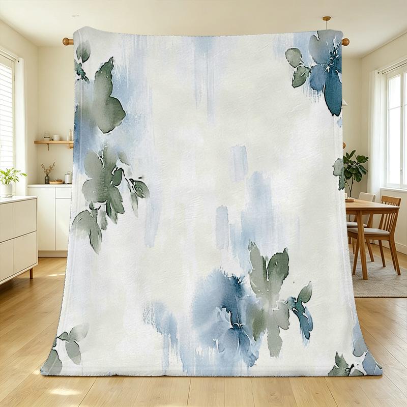 Soft Thick Flannel Blanket, Floral Pattern - Skin-Friendly & Warm, Ideal for Home, Guest Room, Single Use, Christmas & Halloween Decor & Use