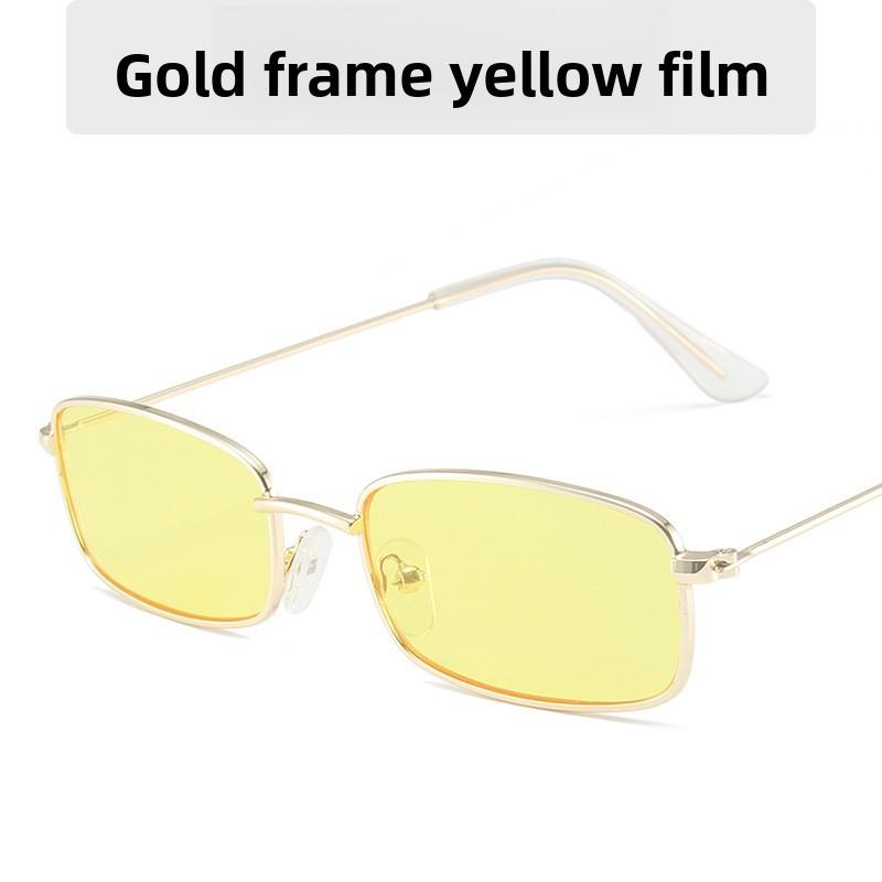 Fashion Square Sunglasses Metal Frame Pink Lens Uv Protection For Party And Stage Performance