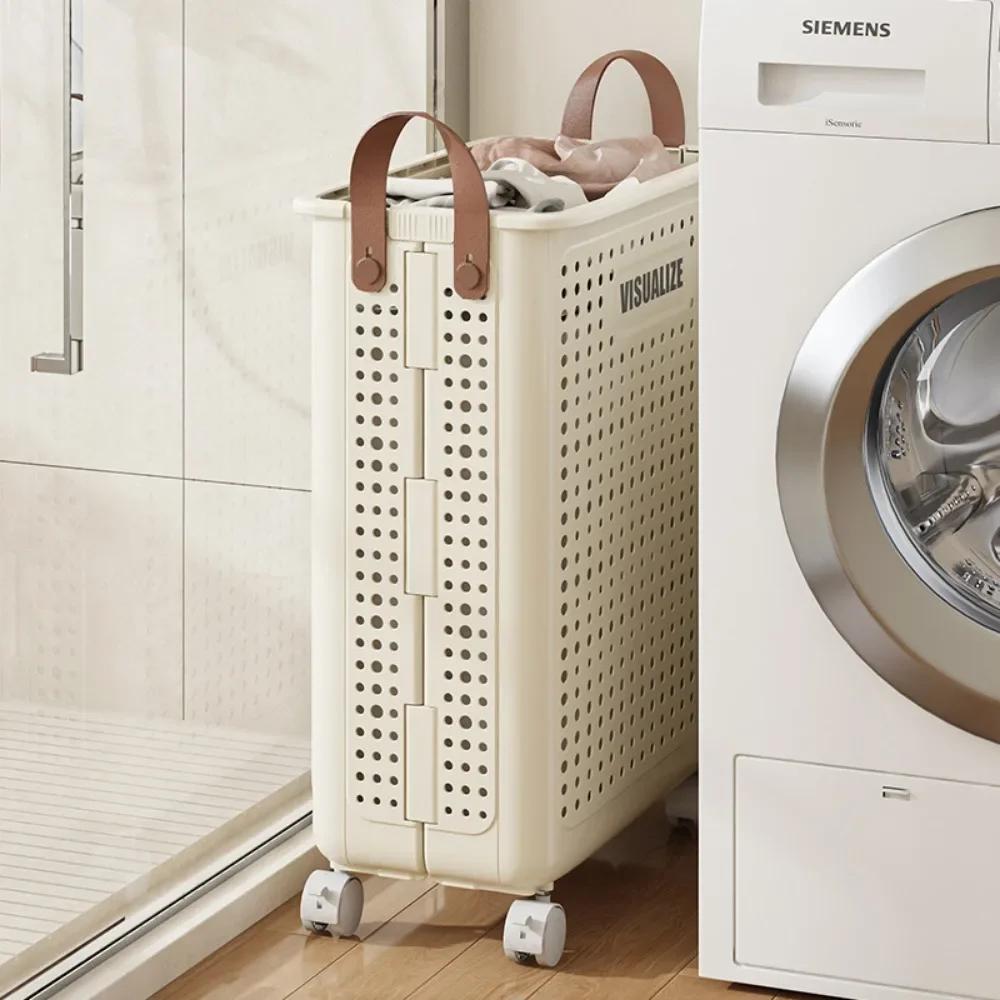 Folding Dirty Clothes Basket Balcony Simple Organizer Baskets High-capacity Toy Storage Boxes Hollow Out Breathable Laundry Box