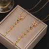Vintage Zircon Stainless Steel Long Pendant Necklace for Women Star Choker Sweater Chain Jewelry Party Wedding Accessories Gifts