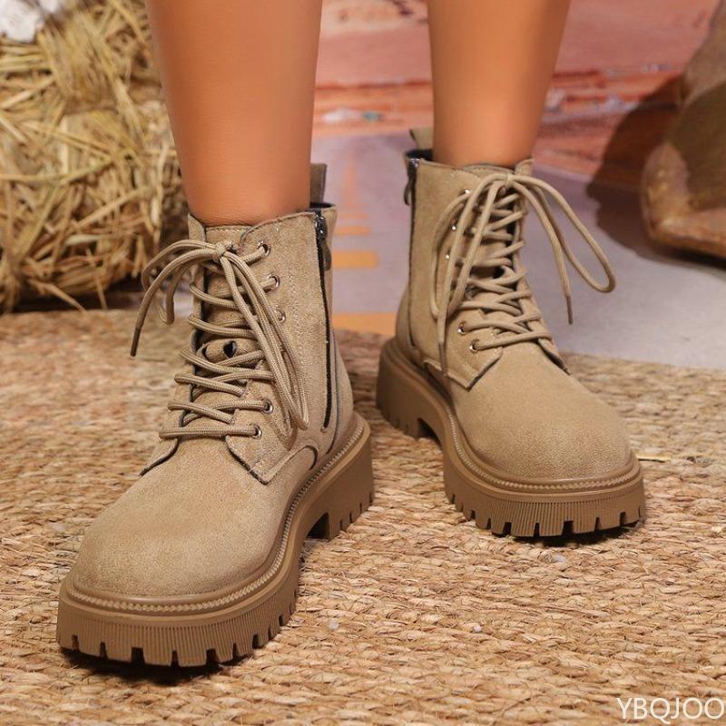 

Fashion Fashionable versatile high top boots women autumn winter new styles square heels short straps, casual comfortable women s shoes 36 хаки