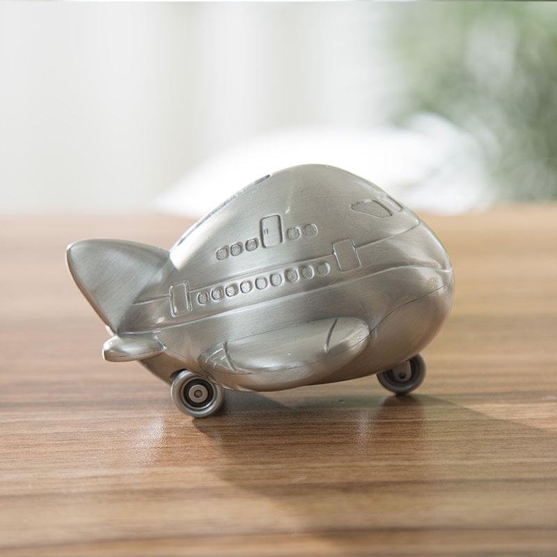 Zinc Alloy Airplane Coin Bank - Children s Gift for Birthdays or Children s Day Paper Box Packaging