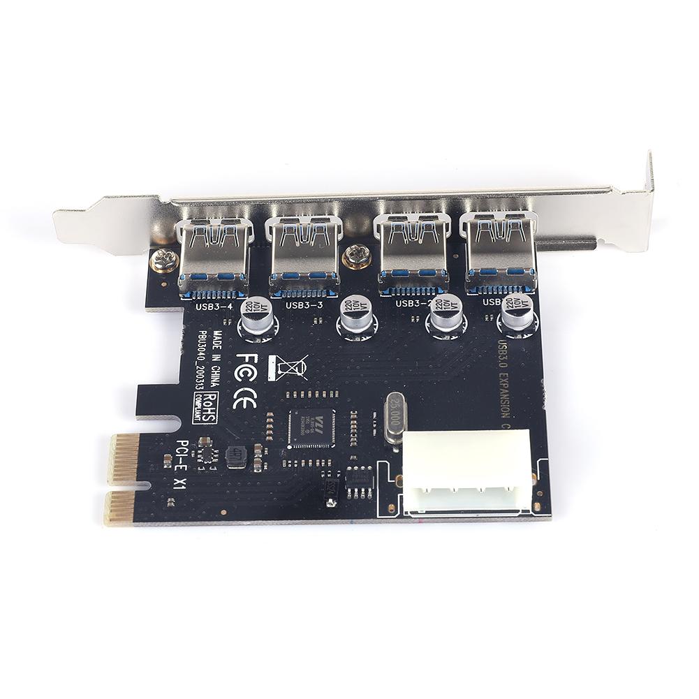 USB3.0 Riser PCIE Expansion Card 4 Ports PCI Express High-speed Computer Adapter