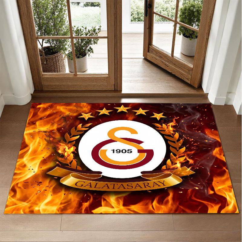 Galatasaray FC Design Crystal Velvet Rug Soft Decorative Mat for Bedroom Entrance