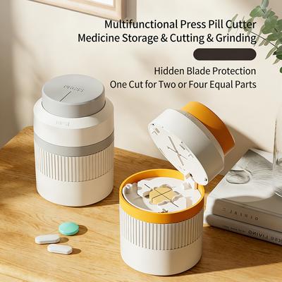 Convenient Tablet Cutter Portable Lightweight Pills Splitter with Stainless Steel Blade Pills Organiser Case