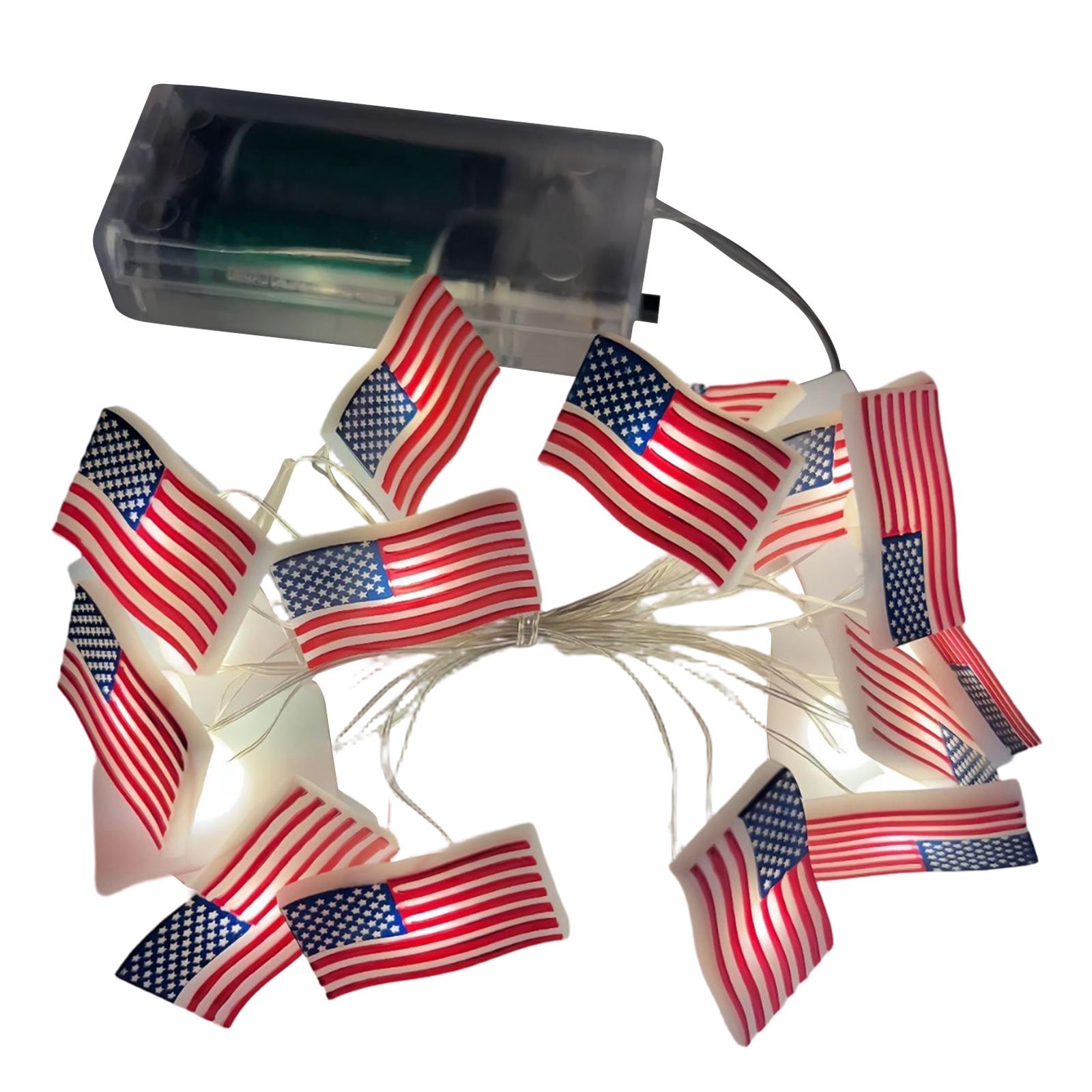 

Battery Operated Star and Flag String Lights Decorative LED Light Set for Indoor Outdoor Holiday Party Decor One Size