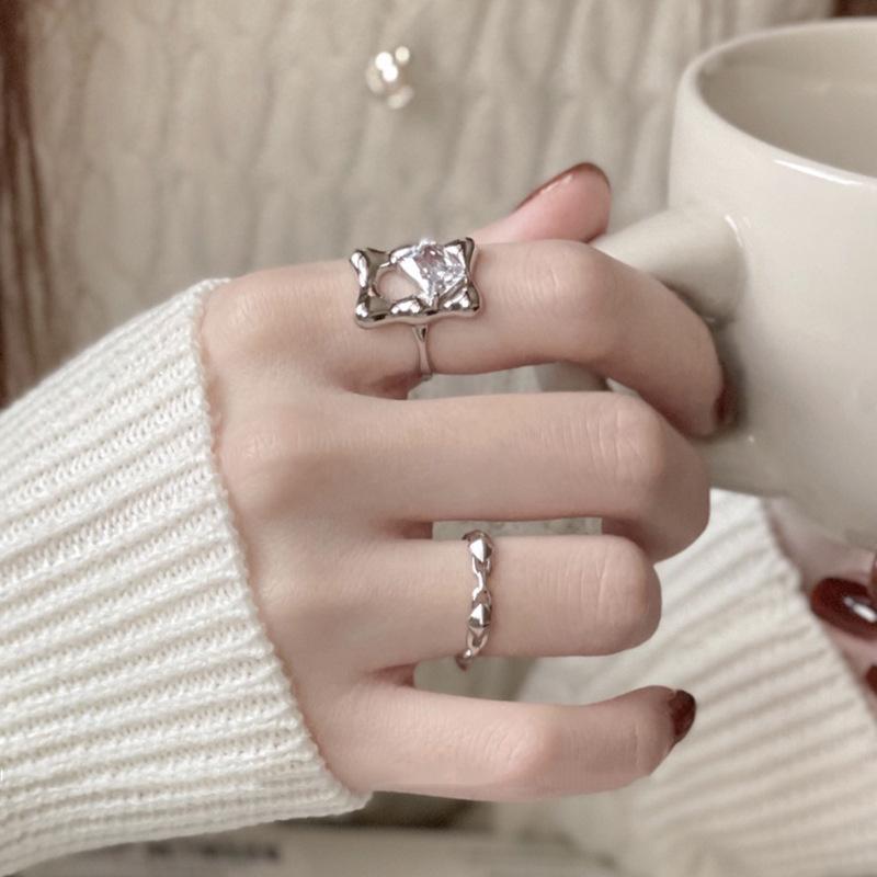 Adjustable Highend Square Zircon Ring For Women Elegant Minimalist Design Accessory Chic
