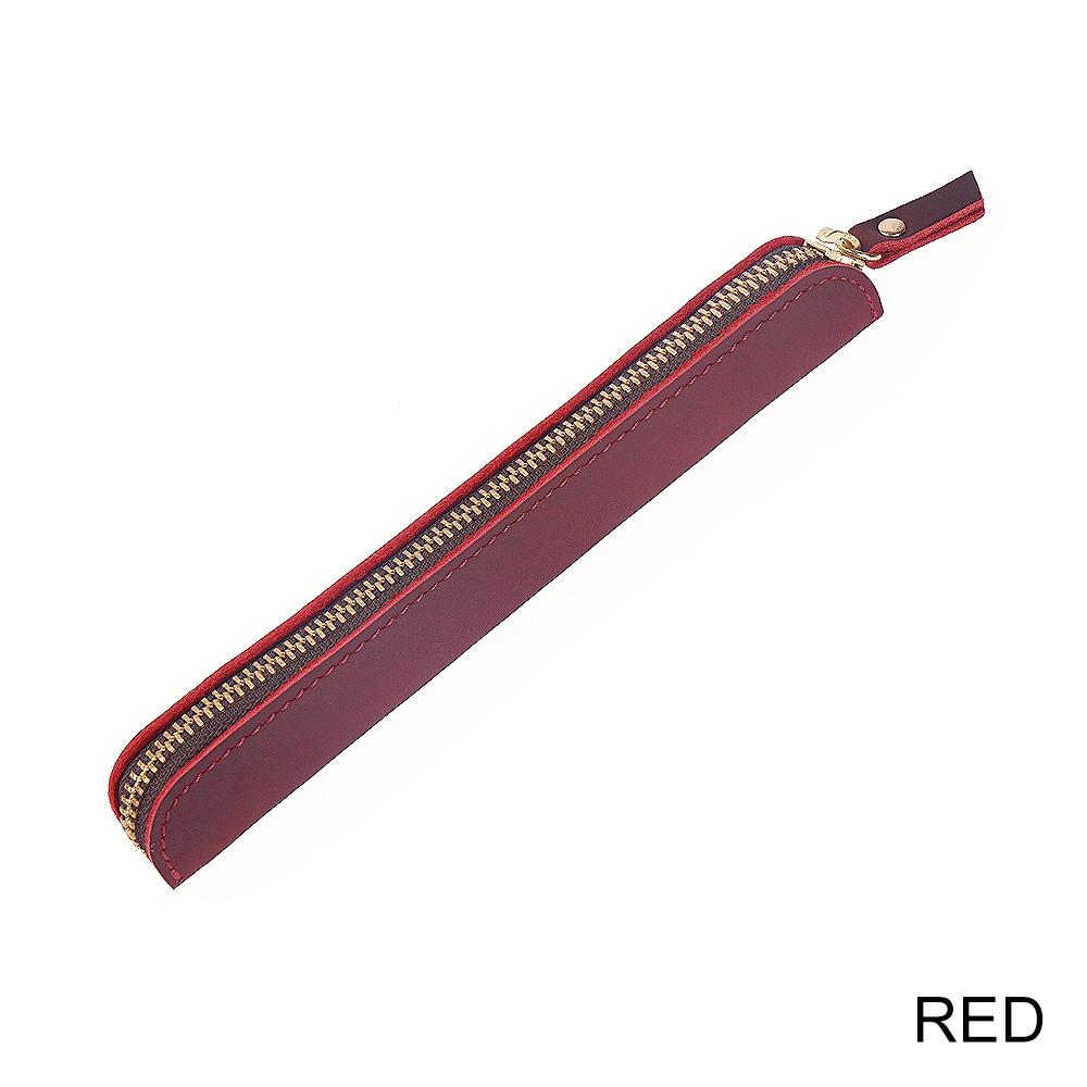 AIGUONIU Mini Handwritten Leather Pencil Case Portable Cowhide Zipper Pen Protective Case