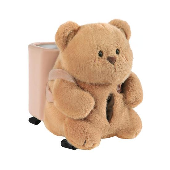 

Милый медведь, автомобильная коробка для салфеток и мусорное ведро 2-в-1, плюшевый многофункциональный органайзер, универсальный декор для салона автомобиля для внедорожника, грузовика, фургона A