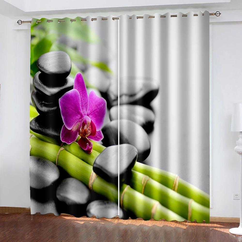 2panelové zahradní rostlinné závěsy s orchidejí do ložnice, obývacího pokoje, kuchyně, domácího okna, žaluzie, úpravy závěsů s průchodkami nahoře cortina