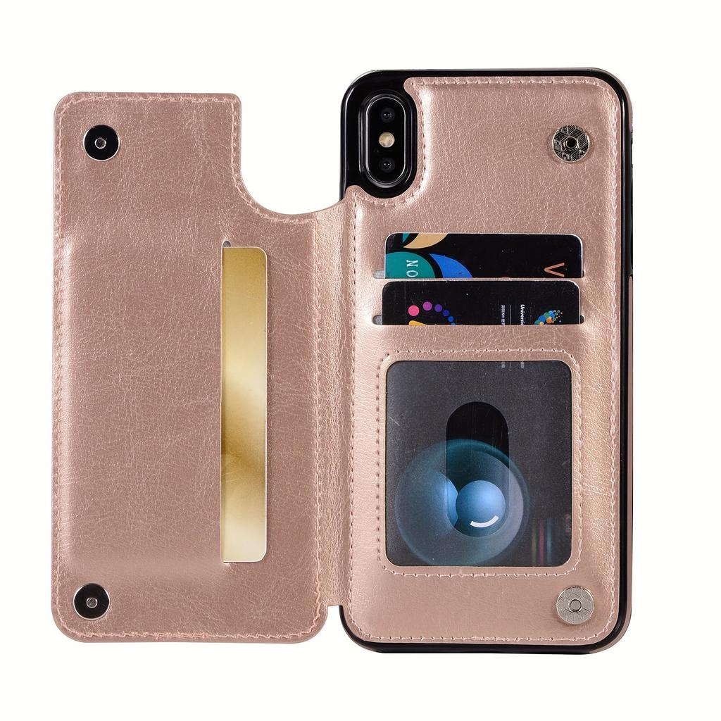 Handytasche, Brieftaschen-Handyhülle mit Kartenhalter, PU-Lederhülle mit Ständer und Kartenfächern, doppeltem Magnetverschluss und langlebiger, stoßfester Hülle für das iPhone