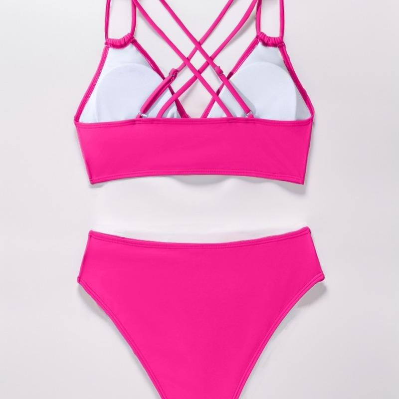 New Solid Color V-neck Sexy Bikini Split Women's Swimsuit Swimsuit