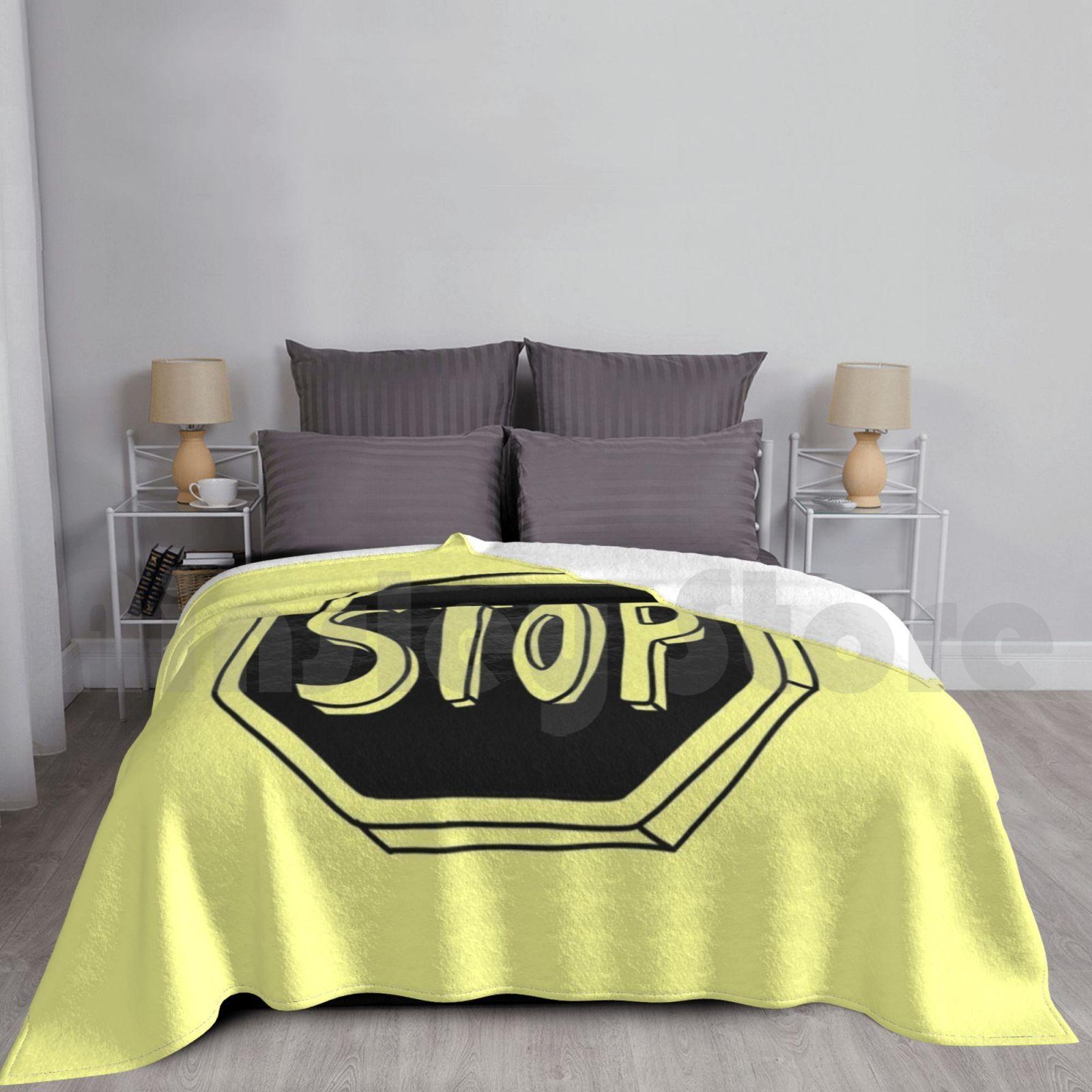Stop Sign-Minimalist ( Yellow ) Blanket For Sofa Bed Travel Stop Sign Stop Sign Black White Minimalist Size: 75*100cm, Weight: 230 GSM