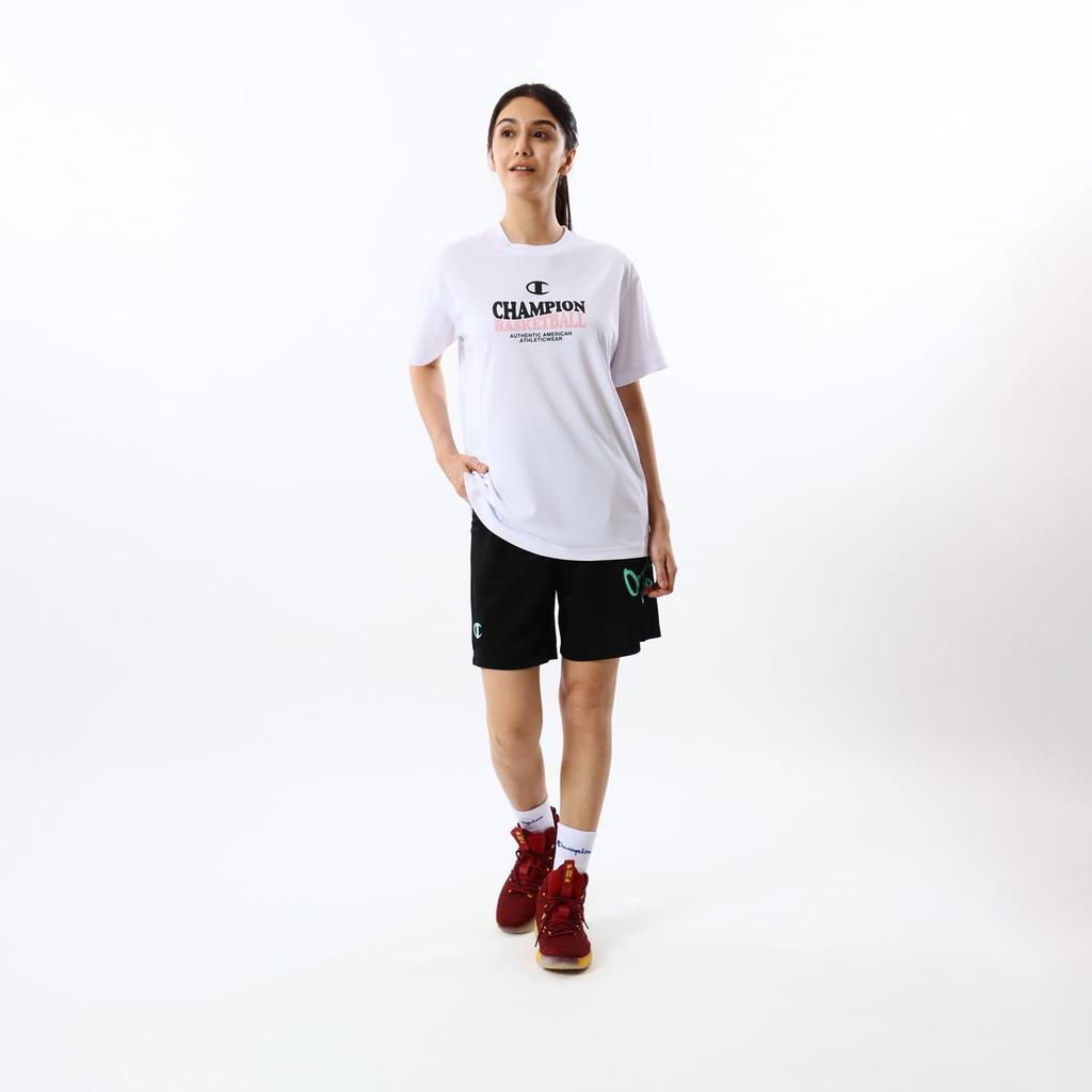 Champion Basketball Short Round Odor Quick Graphic Logo T-Shirt, Sleeve, Neck, Antibacterial, Resistant, Drying, Print, CW-ZB317-010-XL