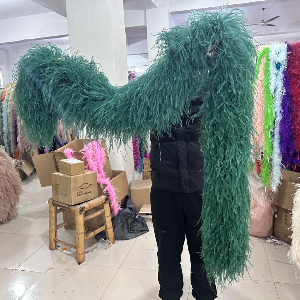 DIY Blau Natürliche Straußenfedern Boa Schal 1-20 Lagen Flauschige Federn Band Schal für Hochzeit Weihnachten Schal Röcke Nähzubehör