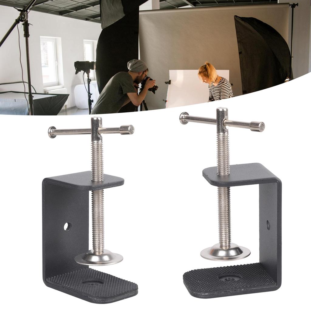 Adjustable Iron U Type Clamp Featuring Rubber Padded Jaw And Double 1/4inch Screw Holes For Photography Setups