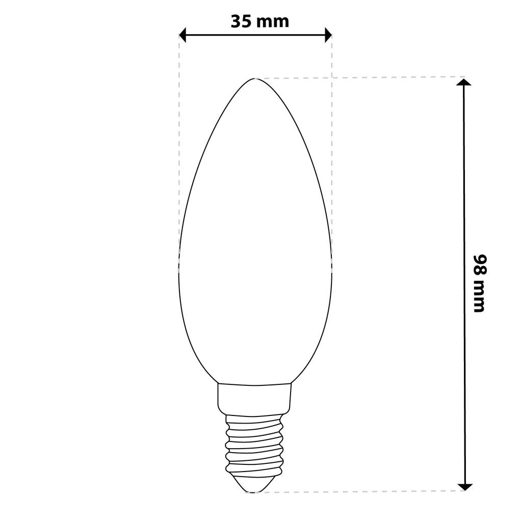 10X Led Bulb E14 Candle B35 2.2W 470Lm = 40W 4000K Neutral 360° Filament Class A Lumiled