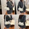 GOLWIS Ribbon Gathered Shoulder Bag with Small Handles, PU Leather, and Scrunchy Design. 2-Way Mini Shoulder Bag, Crossbody, or Handheld. Korean