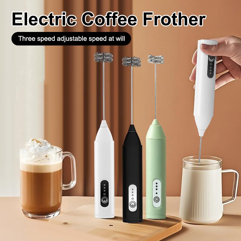 Wireless Electric Milk Frothers Coffee Frother Usb Rechargeable 3 Speeds Handheld Foam Maker Coffee Egg Beater  Cooking Tools