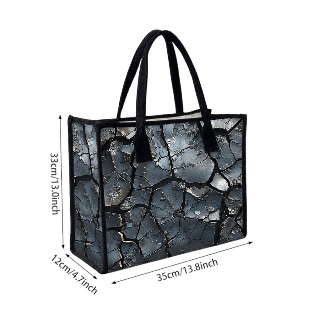 Cracked Pattern Tote Bag Fashion Large Capacity Shopping Handbag Casual Daily Use Shoulder Bag