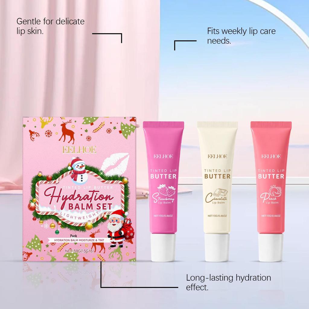 EELHOE Hydrating Tinted Lip Balm Set for Plump, Soft Lips
