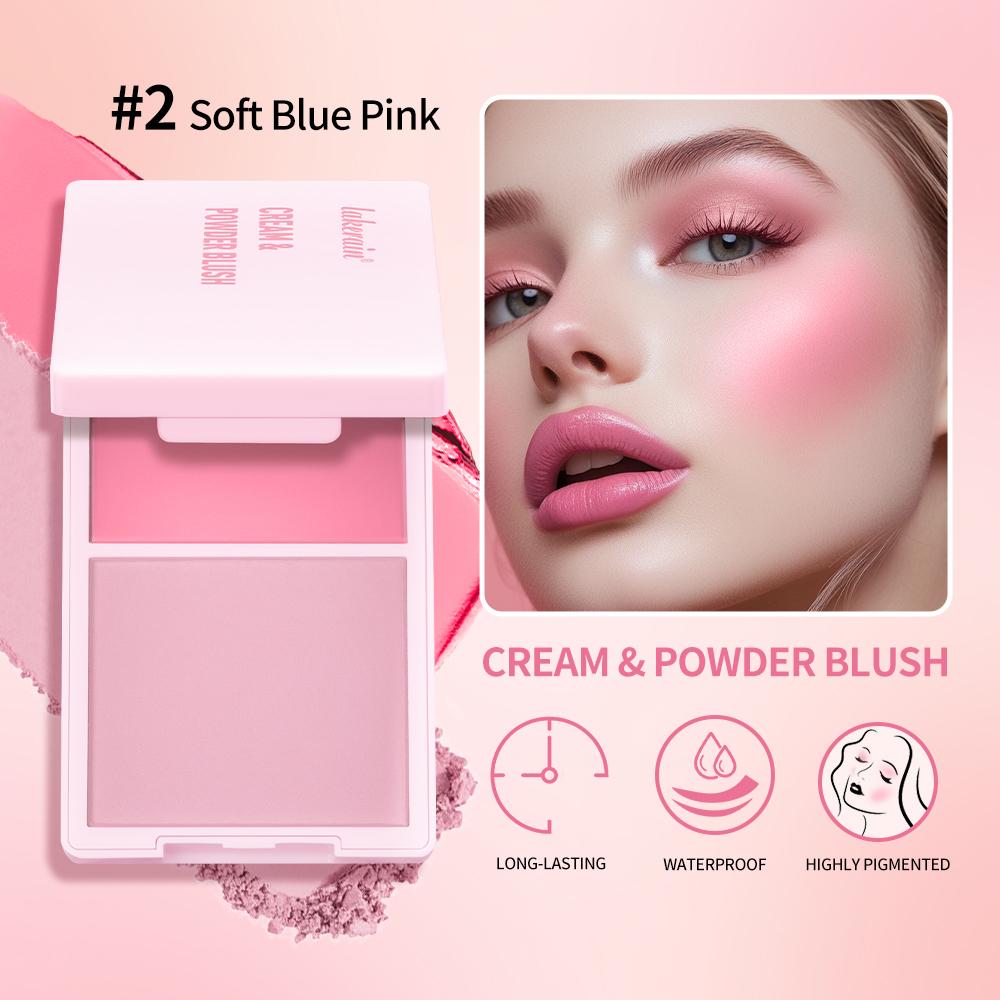 Cream&Powder Blush Palette Natural Long-lasting High Pigment  Blush Makeup Contour Powder Beauty Peach Pink Korean Makeup Blush