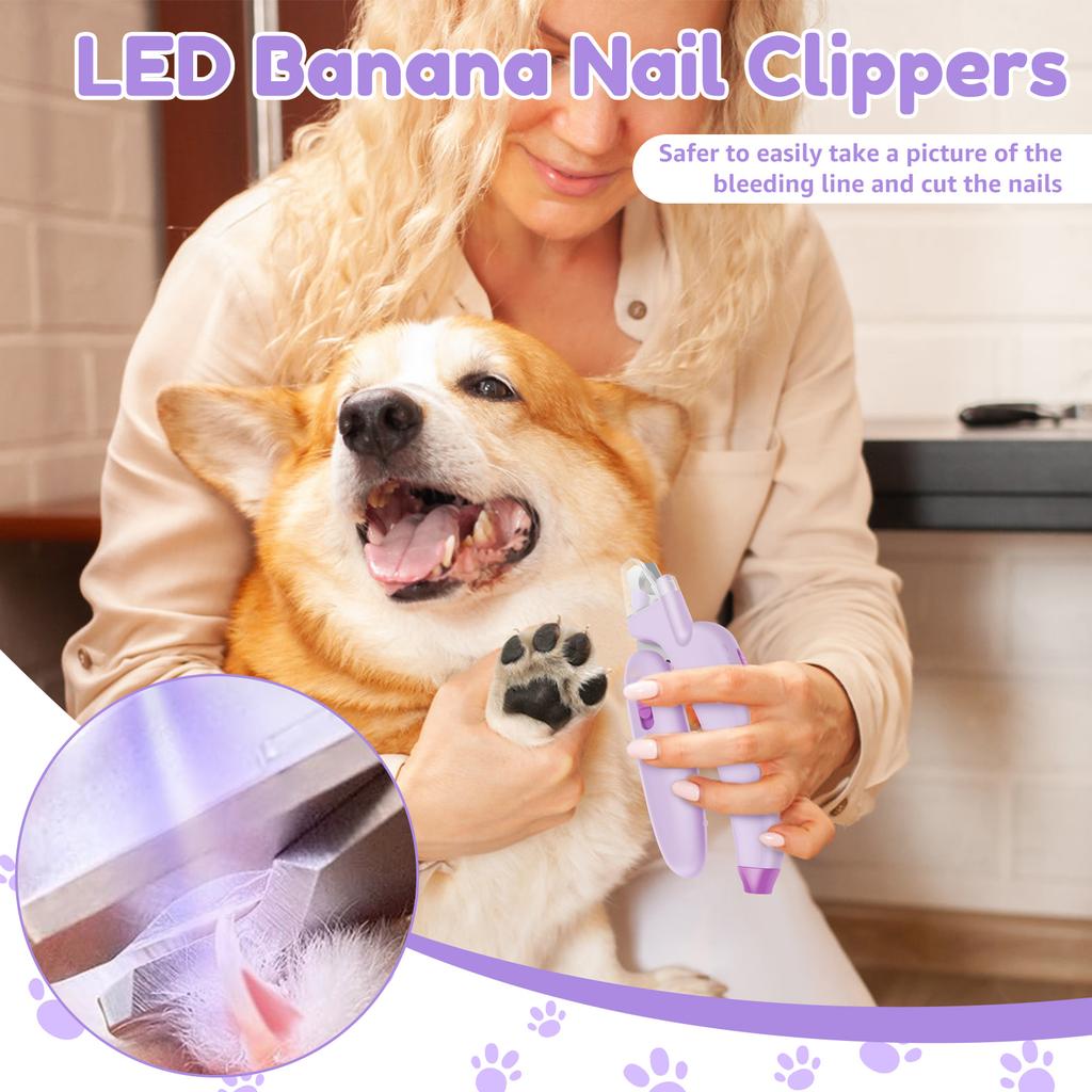 Pet Nail Clipping Tool Plastic Cat Dog Nail Clipper with LED Lights Dog Nail File Tool Professional Pet Grooming Products