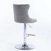 Swivel Velvet Barstools Adjustable Seat Height from 25-33 Inch, Chrome base Bar Stools with Backs Comfortable Tufted, Set of 2,DE1712GY,Gray