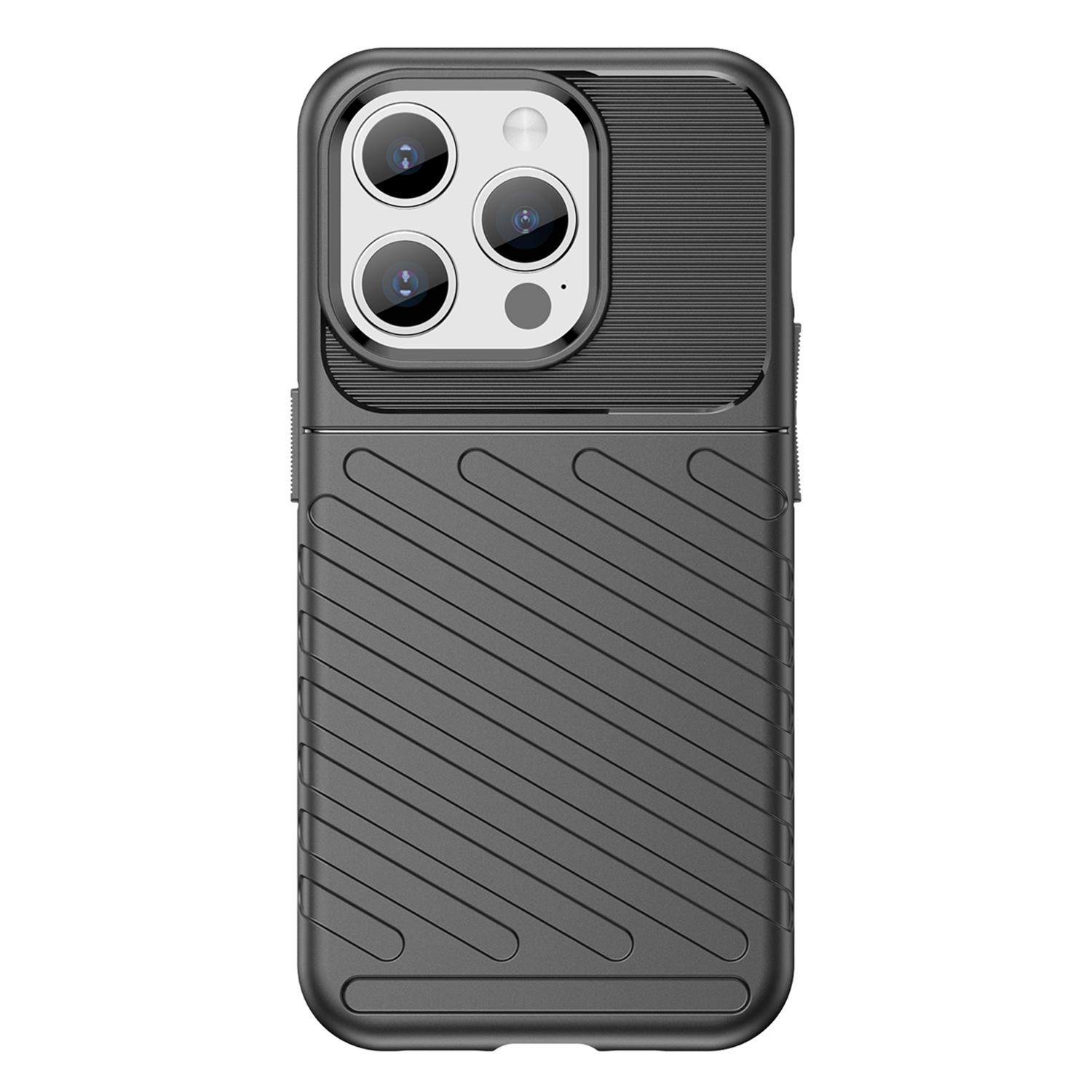 

Thunder Series For iPhone 15 Pro Max Twill Texture Anti-scratch Cover Thicken TPU Phone Case Black