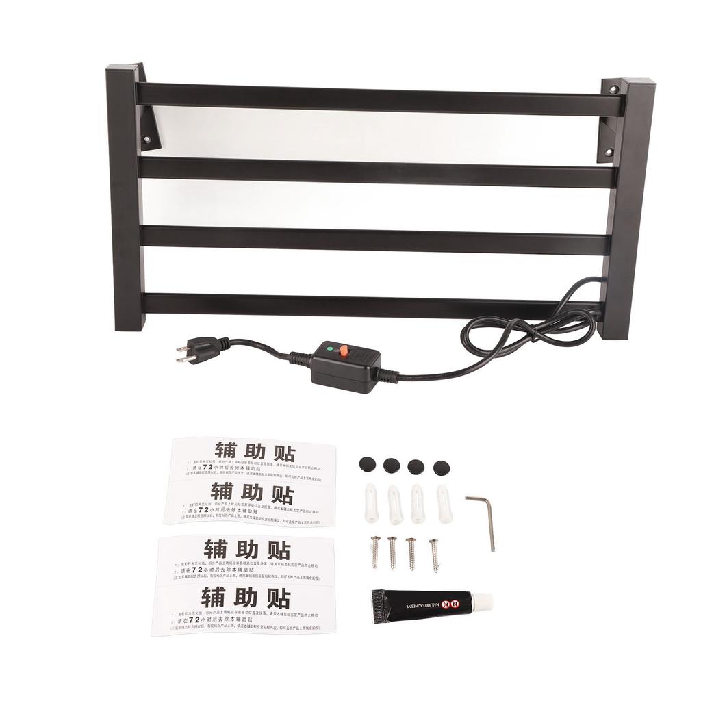 Thermostatic Towel Shelf Wall Mounting Electric Heating Drying Towel Rack for Home Bathroom UK Plug