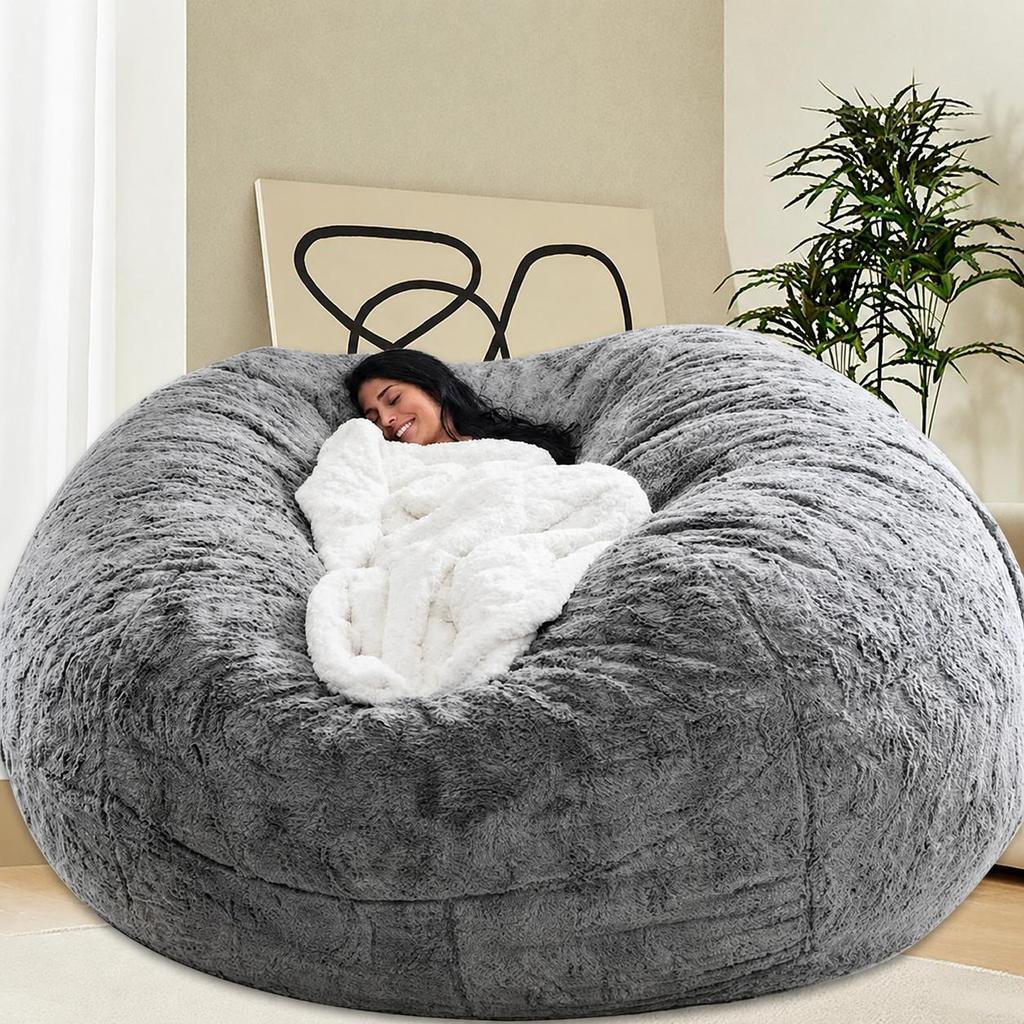 Sedia Sacco Fagioli per Adulti Bambini Senza Imbottitura Comoda Soffice Rotonda Copertura Divano Pigro per Sedia da Lettura Sedia da Pavimento, 5FT, 6FT, 7FT